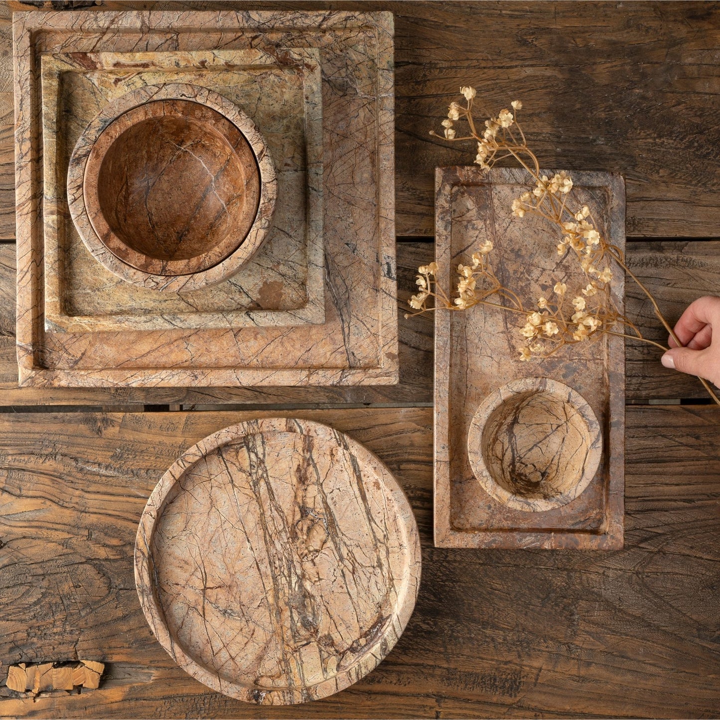 Rectangular Rainforest Marble Tray