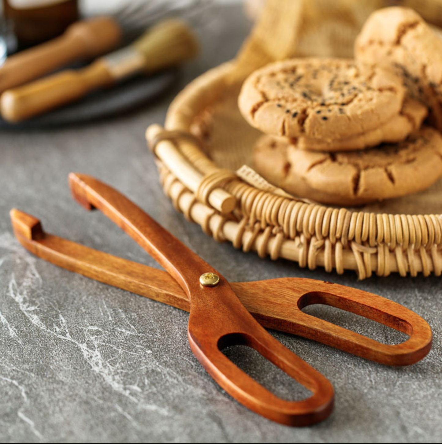 Wooden Kitchen Food Tongs