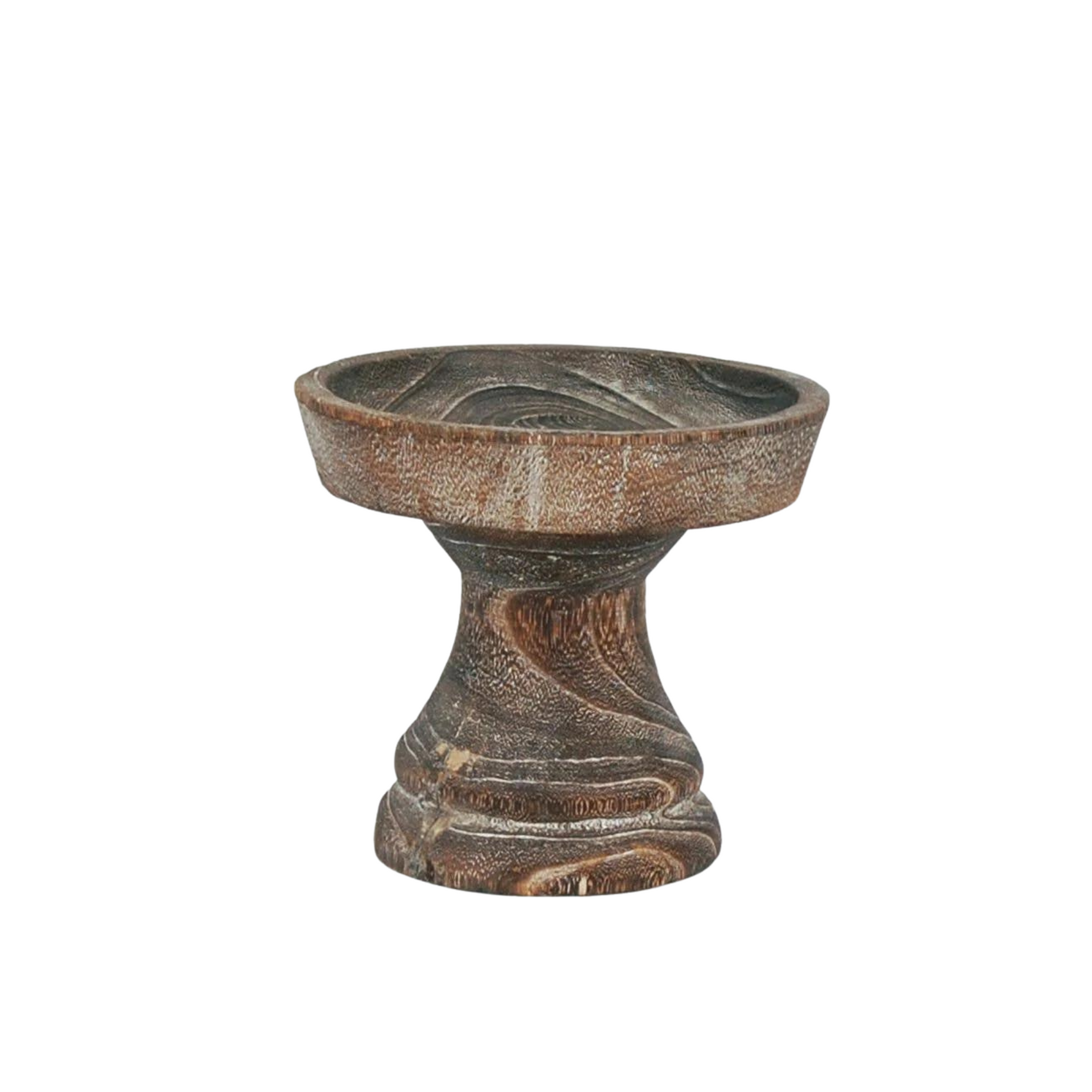 Round Dark Wood Pedestal